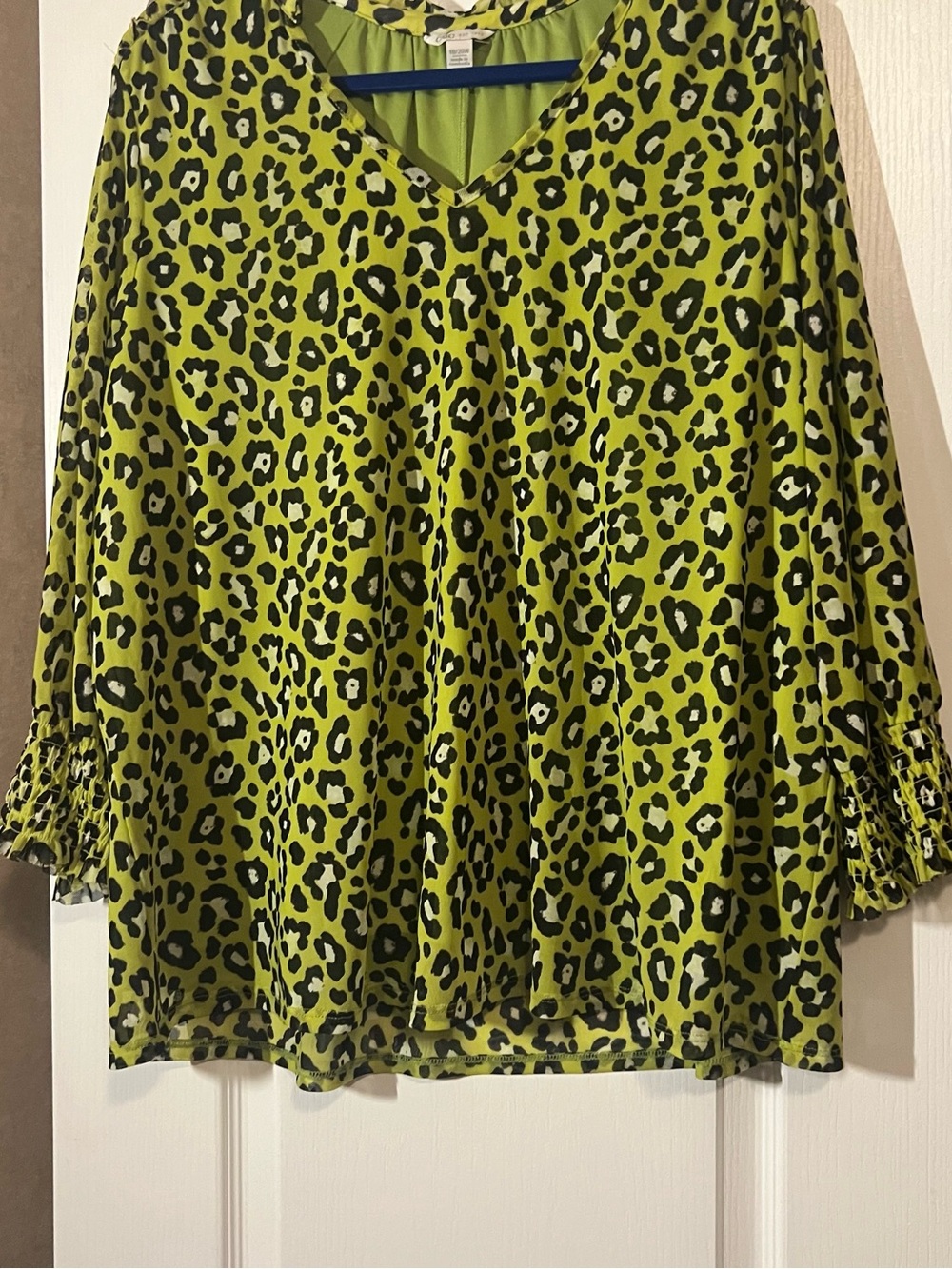 Cato Green and Black Leopard Print V-Neck Tunic